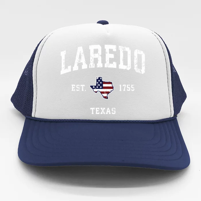 Laredo Texas Tx Vintage American Flag Sports Design Trucker Hat