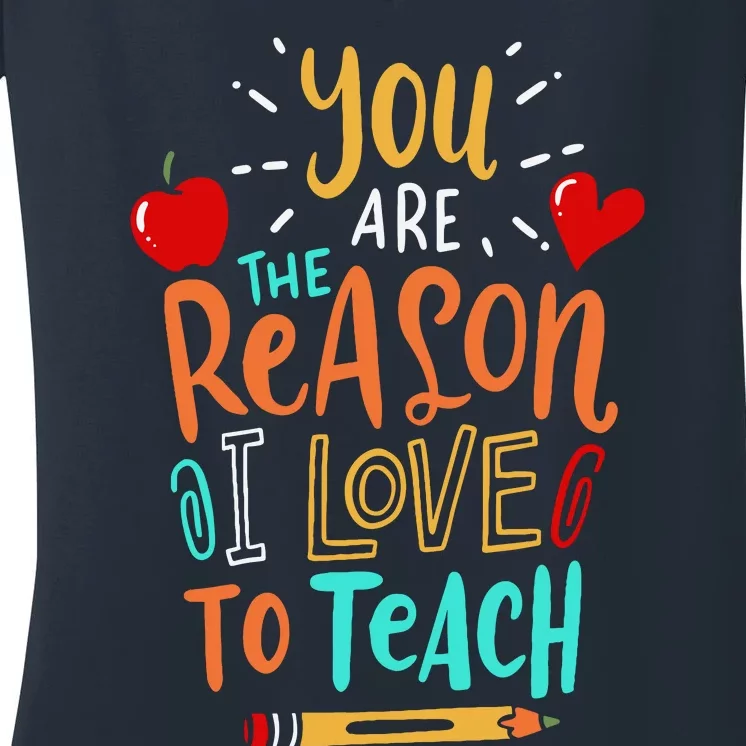 Love To Teach Positive Affirmation Kind Motivational Teacher Women's V-Neck T-Shirt