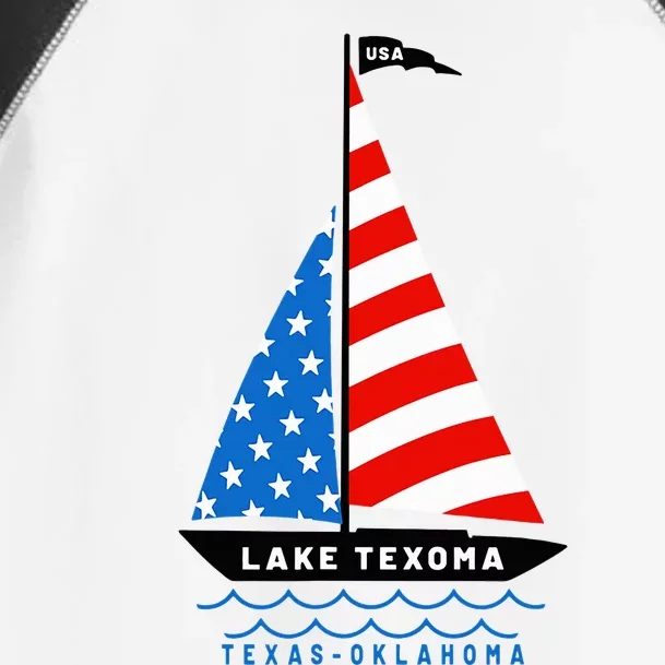 Lake Texoma Texas Oklahoma Patriotic American Flag Sailboat Toddler Fine Jersey T-Shirt