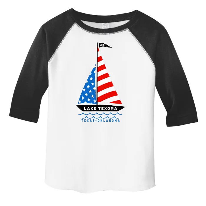 Lake Texoma Texas Oklahoma Patriotic American Flag Sailboat Toddler Fine Jersey T-Shirt