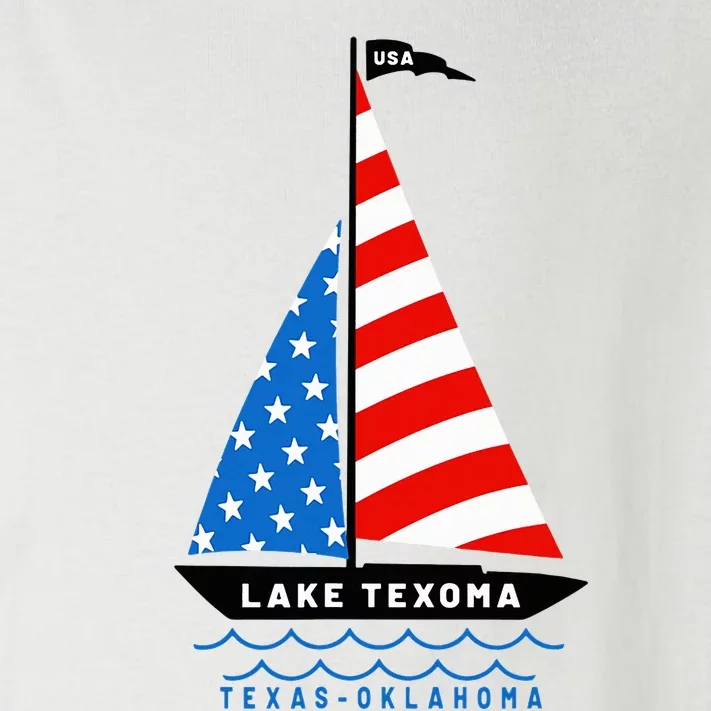 Lake Texoma Texas Oklahoma Patriotic American Flag Sailboat Toddler Long Sleeve Shirt