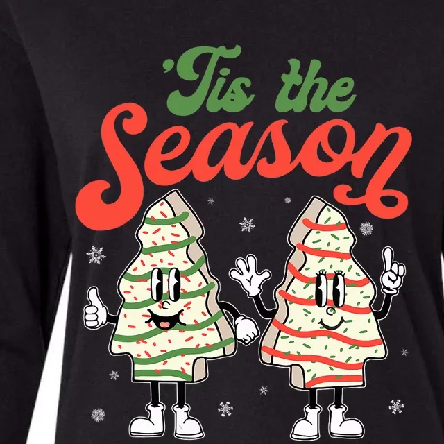 Little Tis' The Season Christmas Tree Cakes Debbie Becky Jen Womens Cotton Relaxed Long Sleeve T-Shirt