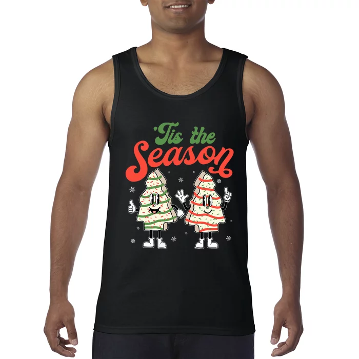 Little Tis' The Season Christmas Tree Cakes Debbie Becky Jen Tank Top