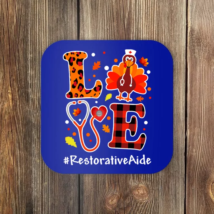 Love Turkey Thanksgiving Restorative Aide Fall Leopard Plaid Gift Coaster