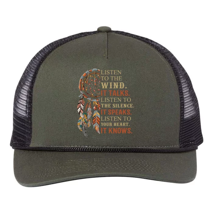 Listen To The Wind It Talks Dreamcatcher For Retro Rope Trucker Hat Cap