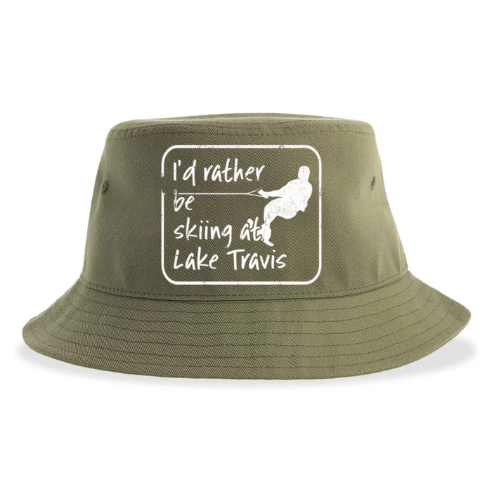 Lake Travis Texas Id Rather Be Water Skiing Cute Gift Sustainable Bucket Hat