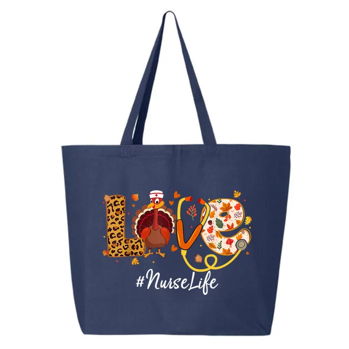 Love Turkey Thanksgiving Nurse Life Fall Scrub Top Gift 25L Jumbo Tote