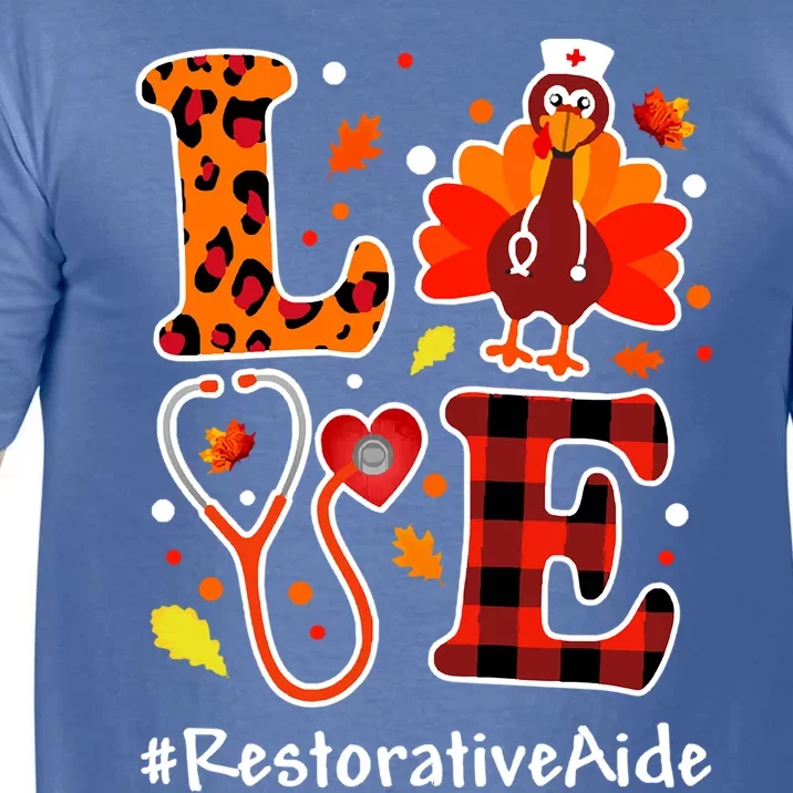 Love Turkey Thanksgiving Restorative Aide Fall Leopard Plaid Cute Gift Comfort Colors T-Shirt