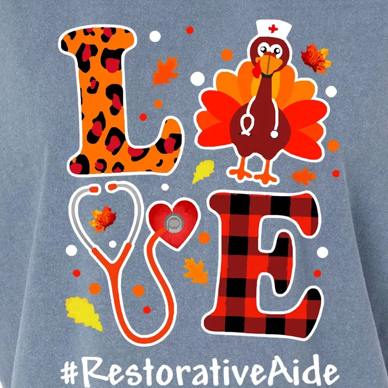 Love Turkey Thanksgiving Restorative Aide Fall Leopard Plaid Cute Gift Garment-Dyed Women's Muscle Tee