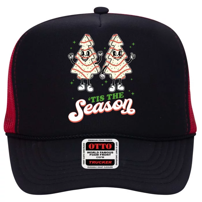 Little Tis' The Season Christmas Tree Cakes Debbie Tree Xmas Meaningful Gift High Crown Mesh Trucker Hat