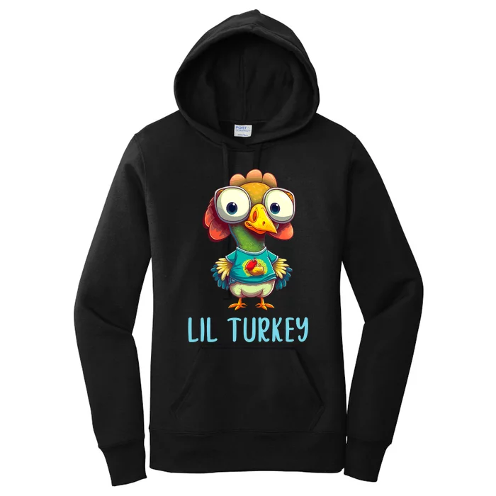 Lil Turkey Thanksgiving Toddler Boys Cute Funny Women's Pullover Hoodie