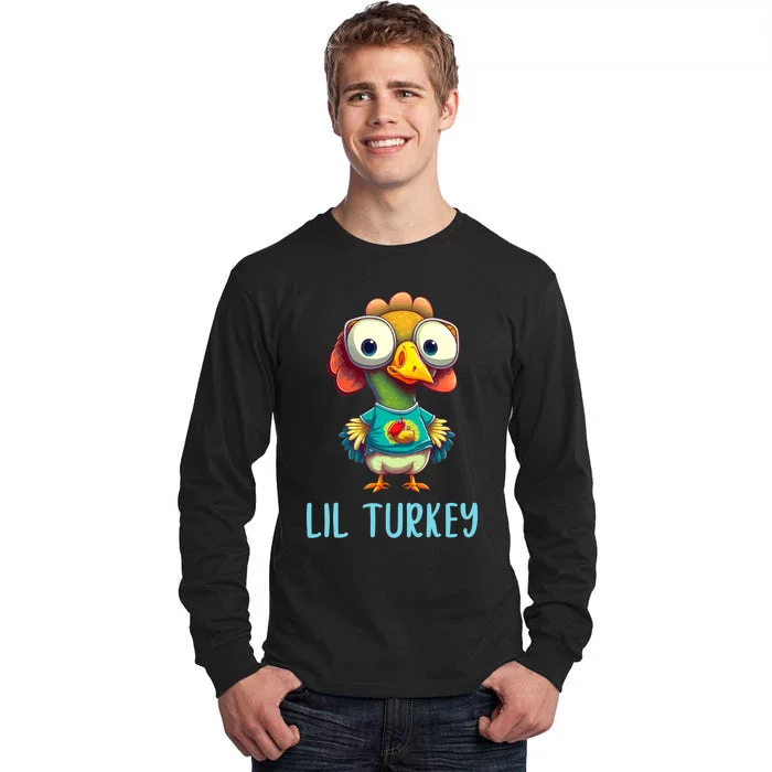 Lil Turkey Thanksgiving Toddler Boys Cute Funny Tall Long Sleeve T-Shirt