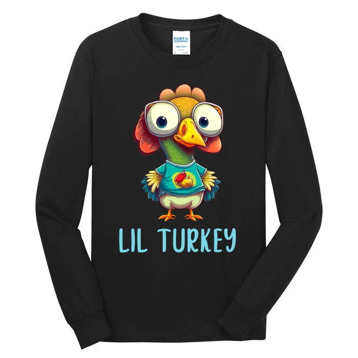 Lil Turkey Thanksgiving Toddler Boys Cute Funny Tall Long Sleeve T-Shirt