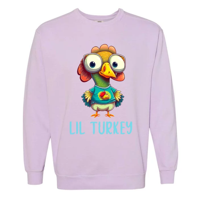 Lil Turkey Thanksgiving Toddler Boys Cute Funny Garment-Dyed Sweatshirt