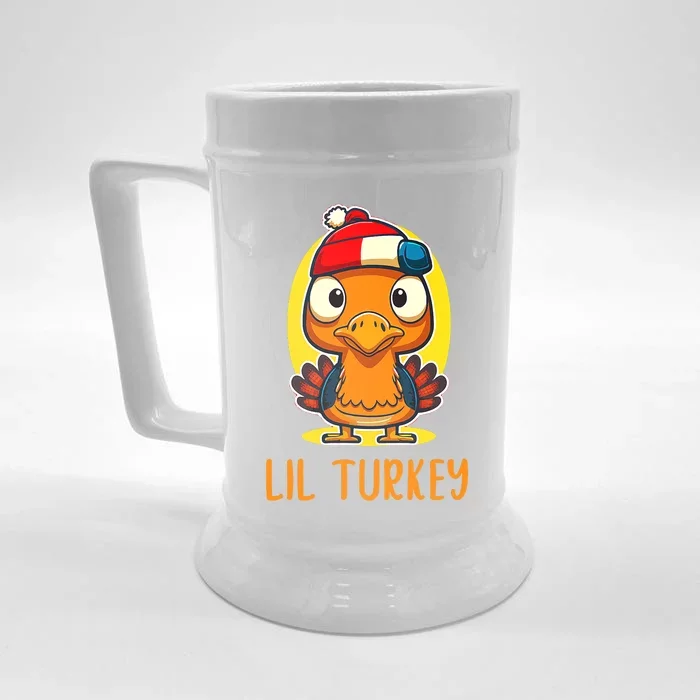 Lil Turkey Thanksgiving Toddler Boys Cute Funny Front & Back Beer Stein