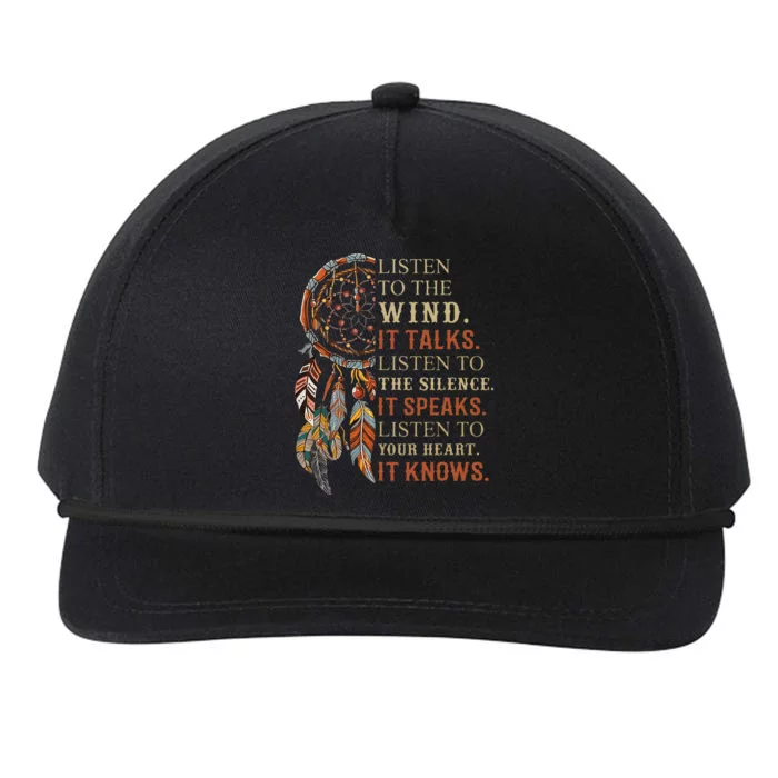 Listen To The Wind It Talks Dreamcatcher Snapback Five-Panel Rope Hat