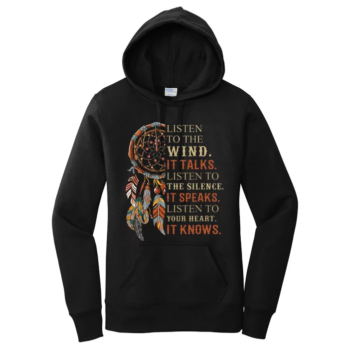 Listen To The Wind It Talks Dreamcatcher Women's Pullover Hoodie