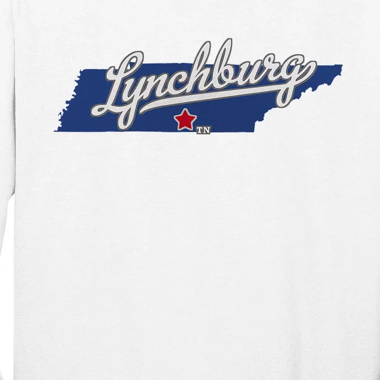 Lynchburg Tennessee Tn Map Tall Long Sleeve T-Shirt