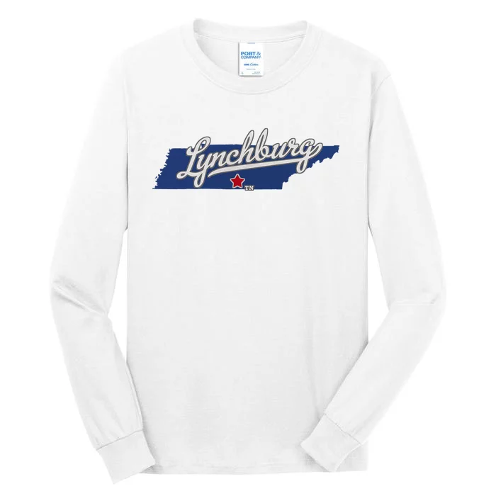 Lynchburg Tennessee Tn Map Tall Long Sleeve T-Shirt