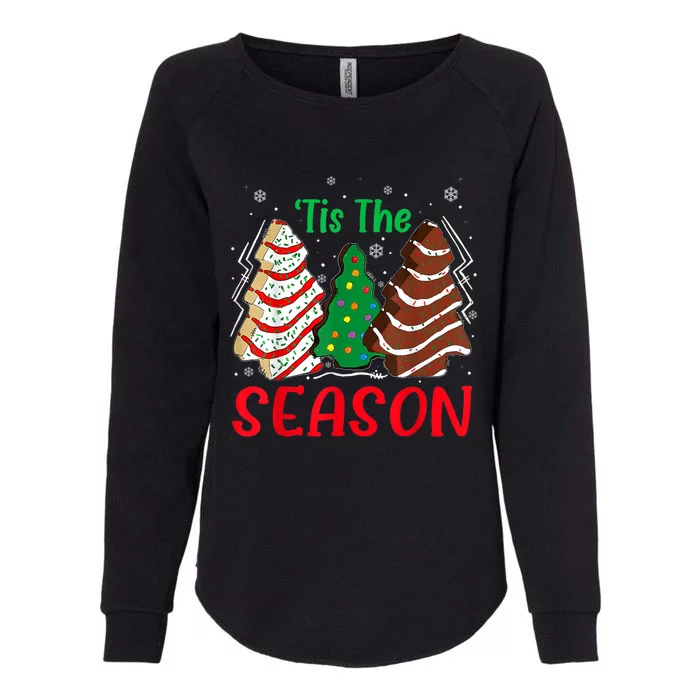 Little Tis' The Season Christmas Tree Cakes Debbie Xmas Gift Womens California Wash Sweatshirt