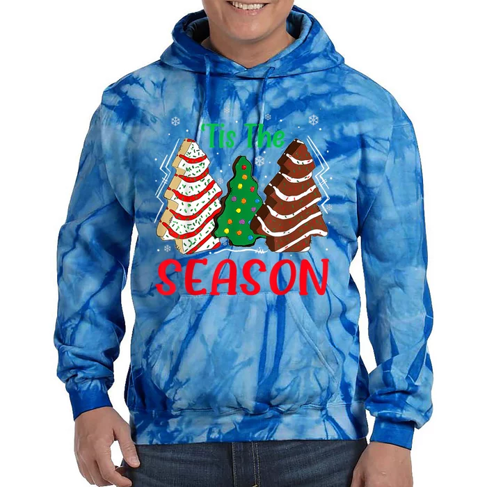 Little Tis' The Season Christmas Tree Cakes Debbie Xmas Gift Tie Dye Hoodie