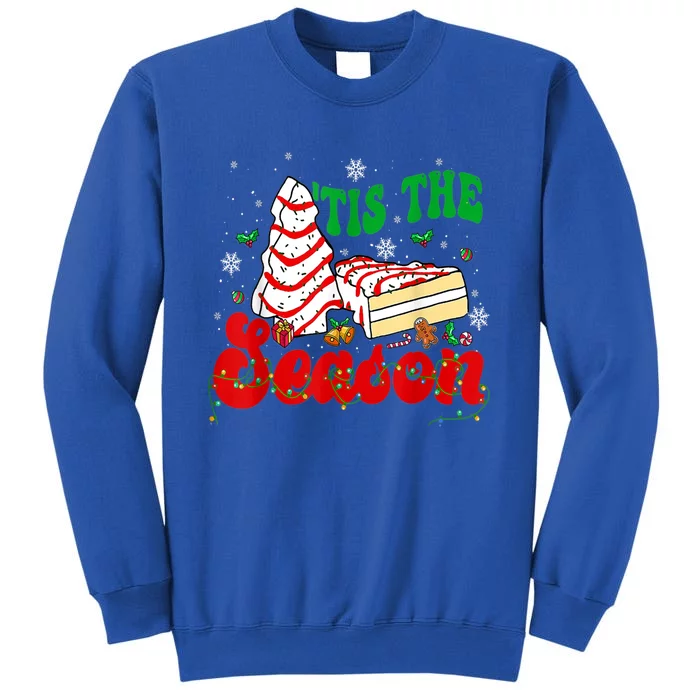 Little Tis' The Season Christmas Tree Cakes Debbie Groovy Gift Tall Sweatshirt