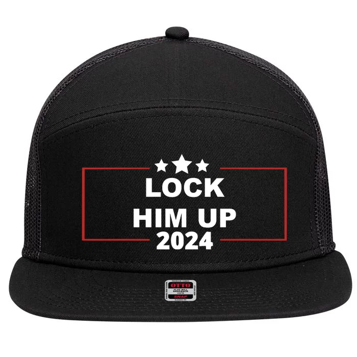 Lock Trump Up 2024 Lock Him Up 7 Panel Mesh Trucker Snapback Hat