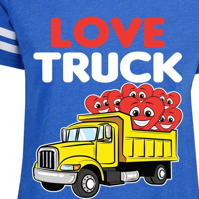 Love Truck Valentines Day Construction Heavy Equipt Great Gift Enza Ladies Jersey Football T-Shirt