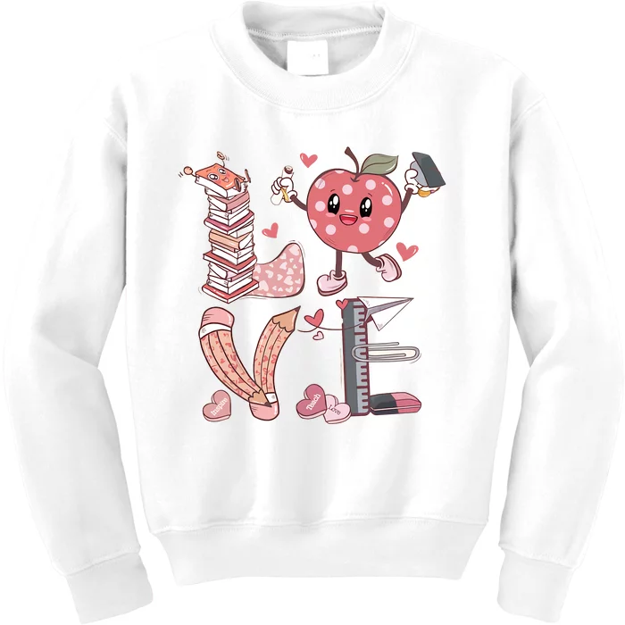 Love Teacher Valentine's Day For Retro Teacher Kids Sweatshirt