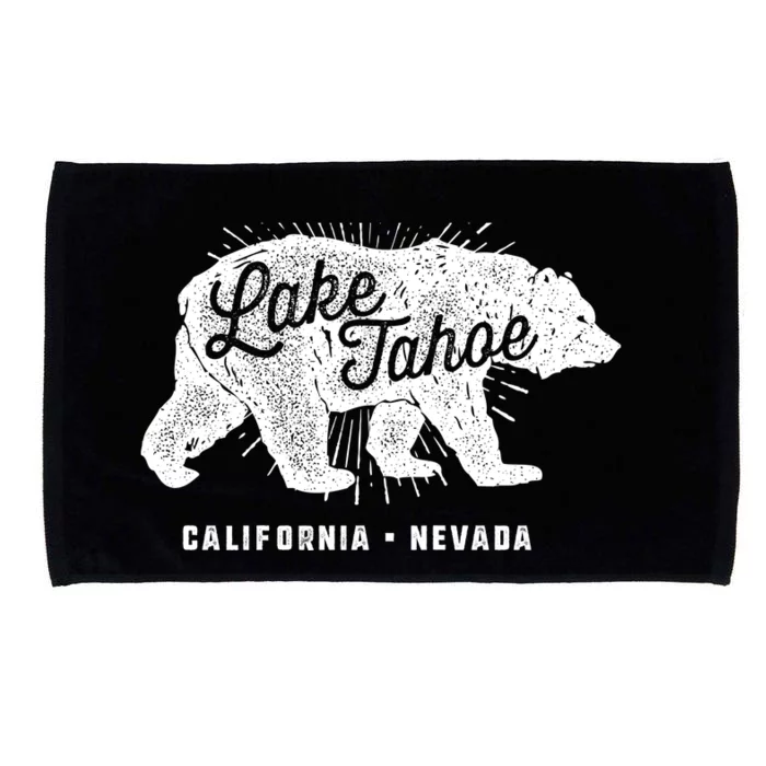 Lake Tahoe Vintage Retro Bear California Nevada Gift Microfiber Hand Towel