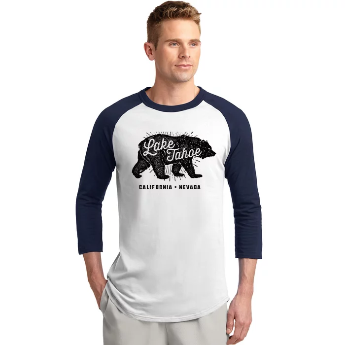 Lake Tahoe Vintage Retro Bear California Nevada Gift Baseball Sleeve Shirt