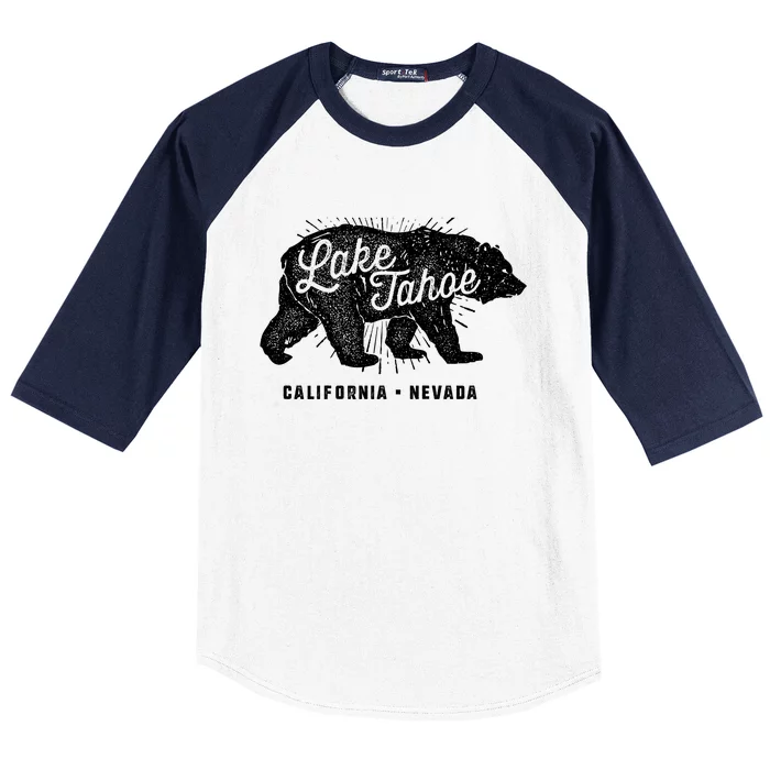 Lake Tahoe Vintage Retro Bear California Nevada Gift Baseball Sleeve Shirt