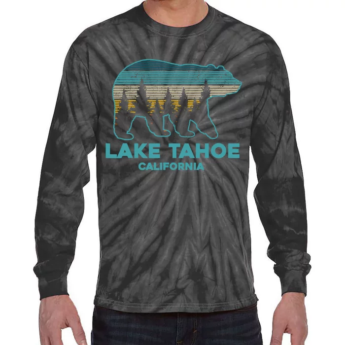 Lake Tahoe Vintage California Grizzly Bear Souvenir Gift Tie-Dye Long Sleeve Shirt