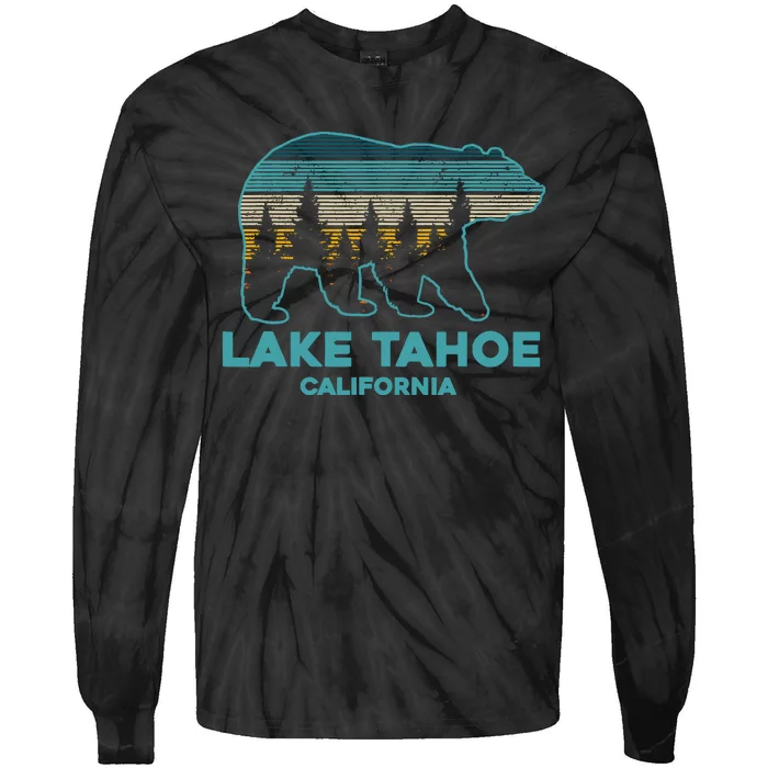 Lake Tahoe Vintage California Grizzly Bear Souvenir Gift Tie-Dye Long Sleeve Shirt