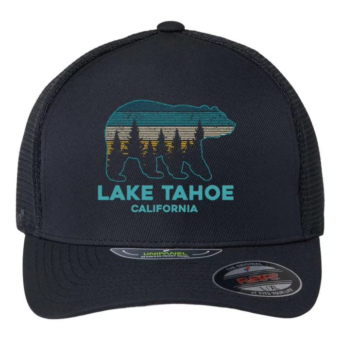 Lake Tahoe Vintage California Grizzly Bear Souvenir Flexfit Unipanel Trucker Cap