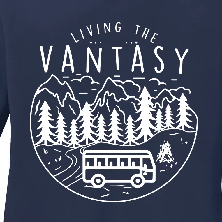 Living The Vantasy Camper Van Ladies Long Sleeve Shirt