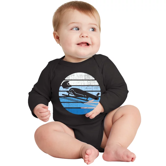 Luge Team Winter Sports Lovers Retro Luge Baby Long Sleeve Bodysuit