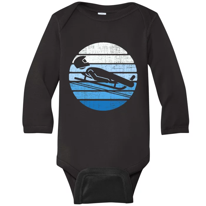 Luge Team Winter Sports Lovers Retro Luge Baby Long Sleeve Bodysuit