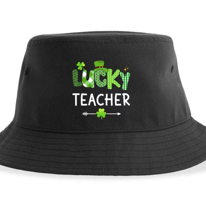 Lucky teacher with shamrock for St Patricks day school Sustainable Bucket Hat