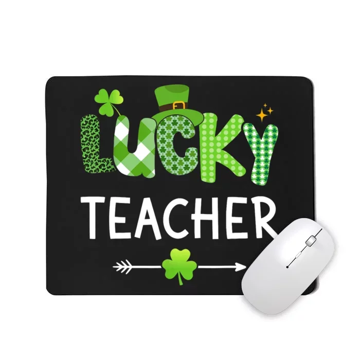 Lucky teacher with shamrock for St Patricks day school Mousepad