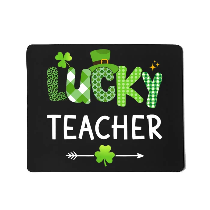 Lucky teacher with shamrock for St Patricks day school Mousepad