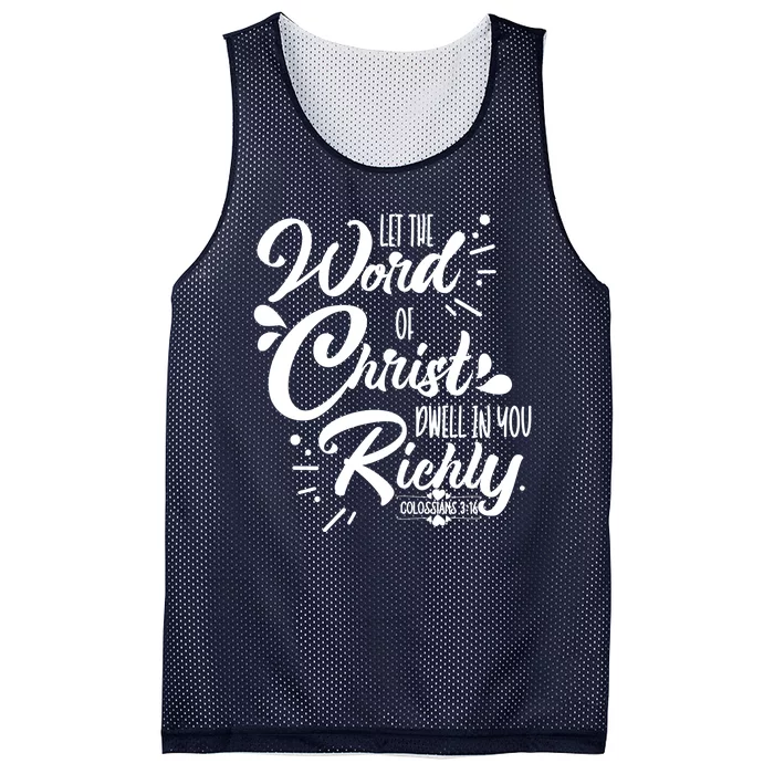 Let The Word Of Christ Dwell In You Richly Bible Mesh Reversible Basketball Jersey Tank