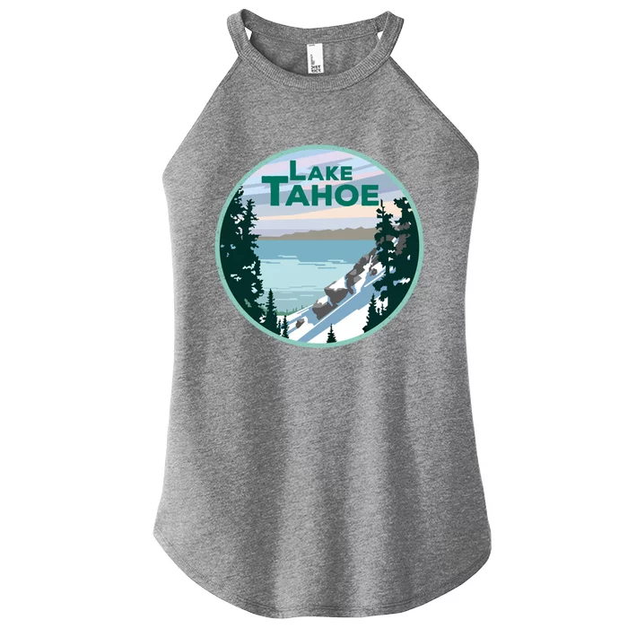 Lake Tahoe Winter Meaningful Gift California Nevada Mountain Gift Women’s Perfect Tri Rocker Tank