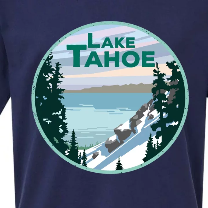 Lake Tahoe Winter Meaningful Gift California Nevada Mountain Gift Sueded Cloud Jersey T-Shirt