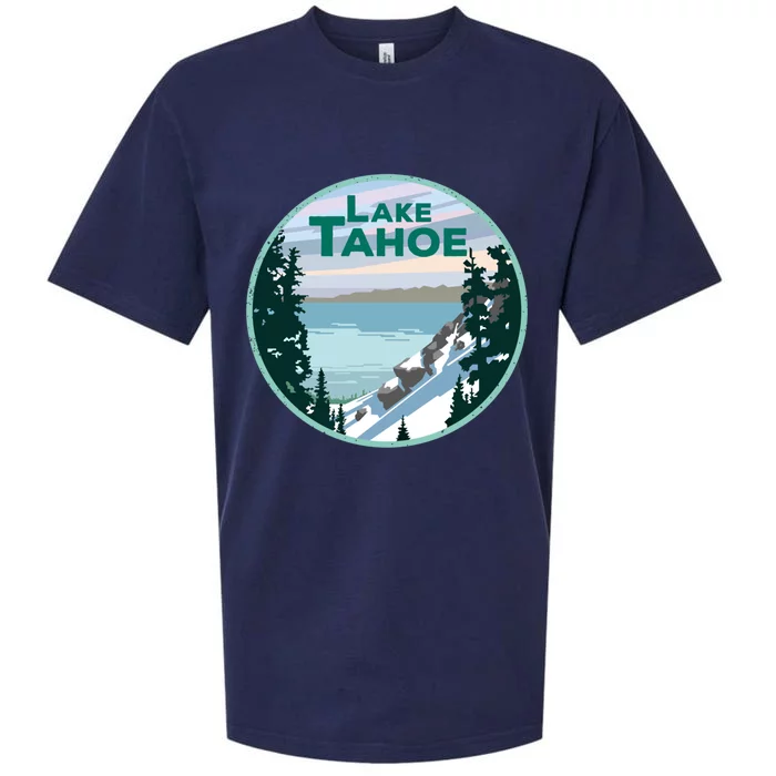 Lake Tahoe Winter Meaningful Gift California Nevada Mountain Gift Sueded Cloud Jersey T-Shirt