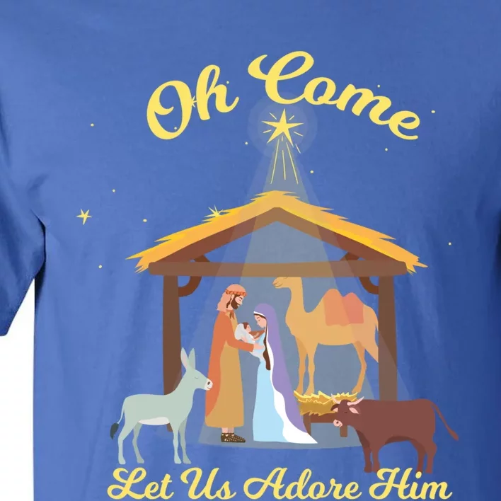 Let Us Adore Him Christmas Advent Nativity Scene North Gift Tall T-Shirt