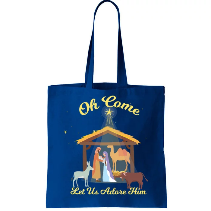 Let Us Adore Him Christmas Advent Nativity Scene North Gift Tote Bag