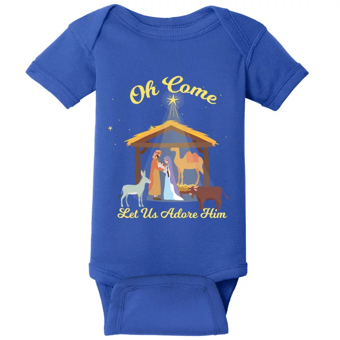 Let Us Adore Him Christmas Advent Nativity Scene North Gift Baby Bodysuit