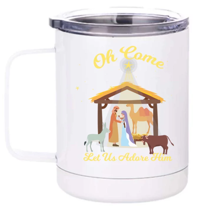 Let Us Adore Him Christmas Advent Nativity Scene North Gift Front & Back 12oz Stainless Steel Tumbler Cup