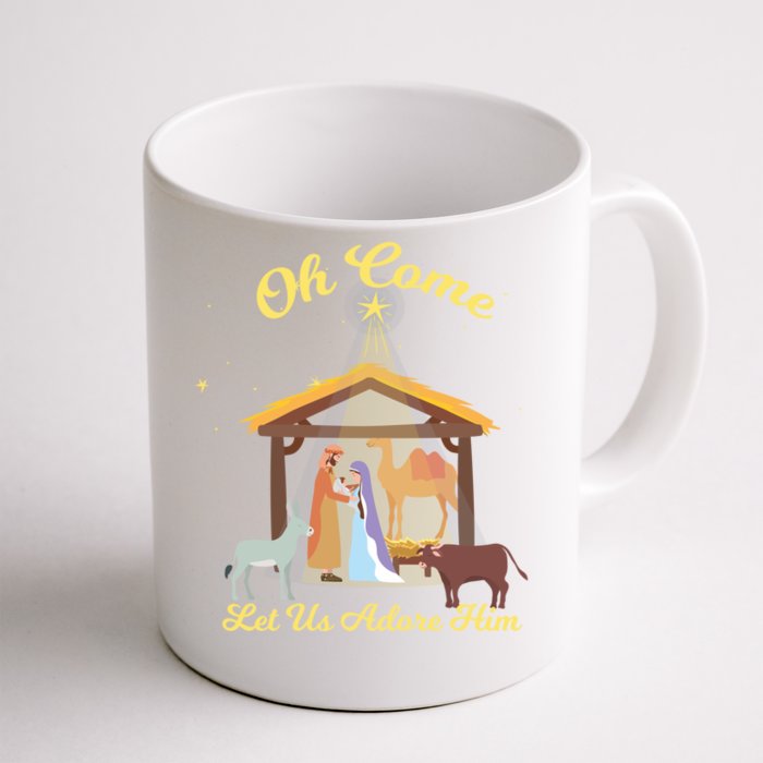 Let Us Adore Him Christmas Advent Nativity Scene North Gift Front & Back Coffee Mug